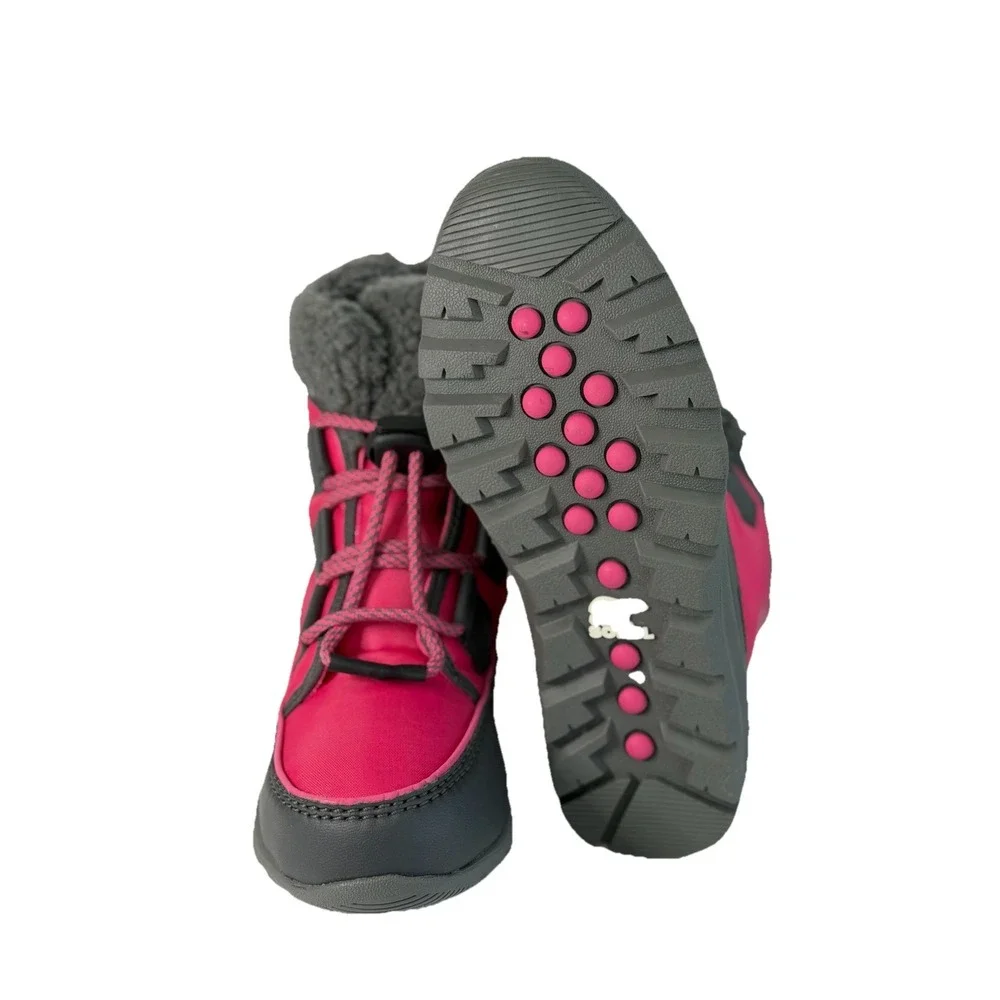 Sorel Youth Unisex Whitney Sherpa Short Winter Boot Pink‎ size 1Y NO BOX